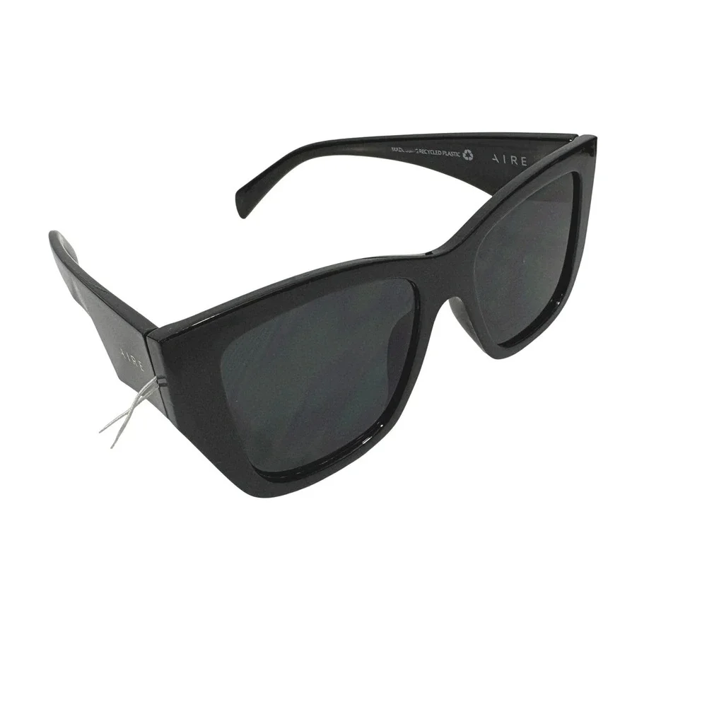 Aire Pallas Sunglasses Black Square Frame Recycled Plastic UV Protection